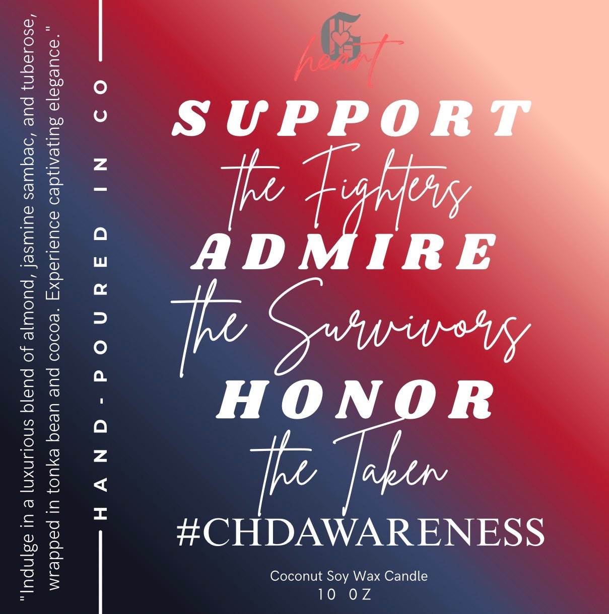 10oz - One of a Kind Candle Iridescent Glass Vessel - Coconut Soy Wax - Gabriel's Heart Naturally Handcrafted