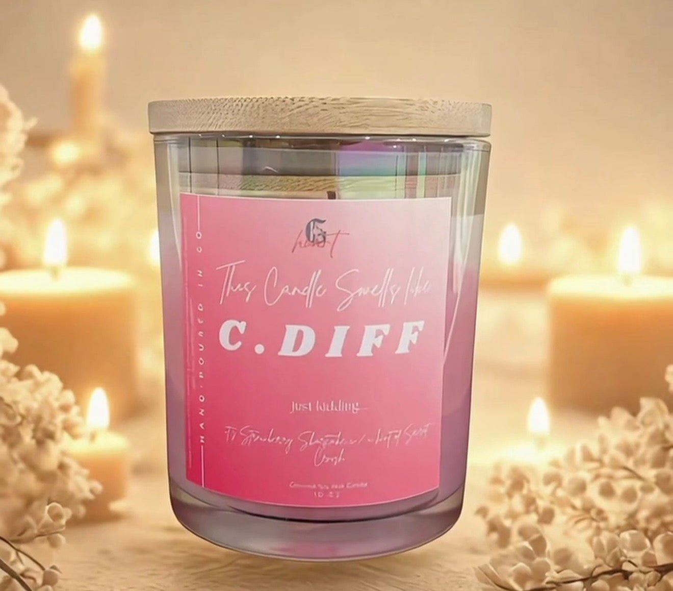 10oz - One of a Kind Candle Iridescent Glass Vessel - Coconut Soy Wax - Gabriel's Heart Naturally Handcrafted