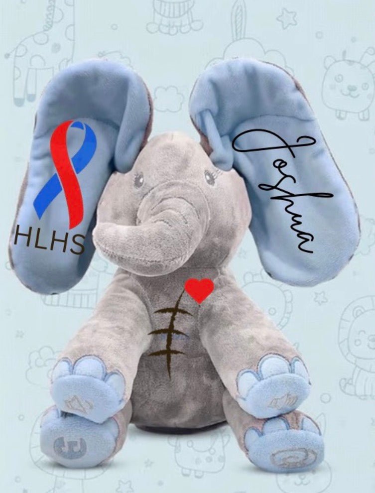 CHD - Interactive Elephant - Stuffed Animal - Custom name - Gabriel's Heart Naturally Handcrafted