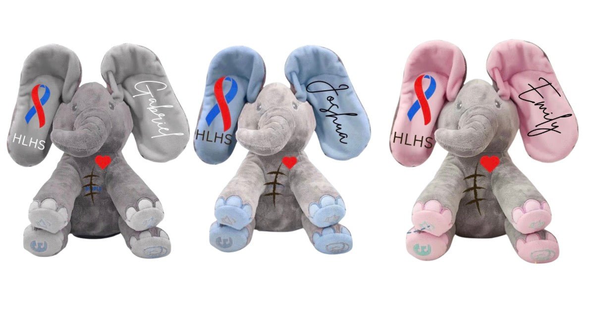 CHD - Interactive Elephant - Stuffed Animal - Custom name - Gabriel's Heart Naturally Handcrafted