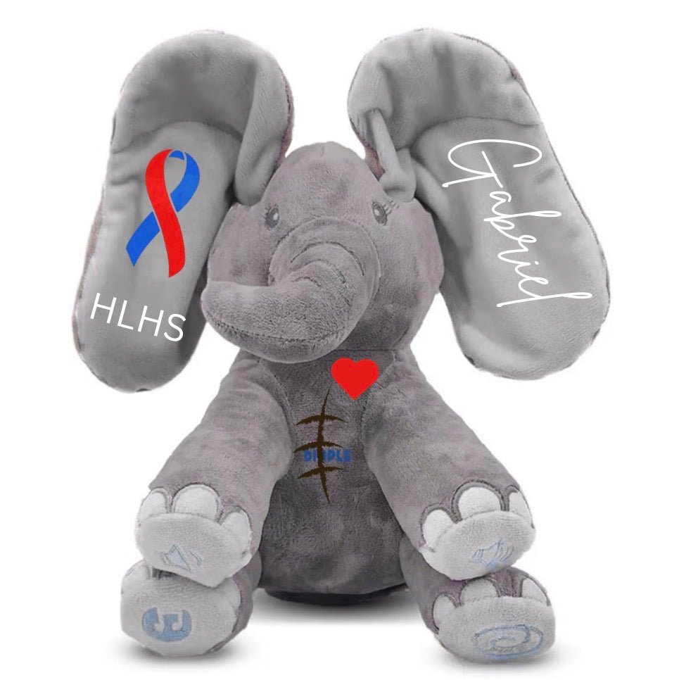 CHD - Interactive Elephant - Stuffed Animal - Custom name - Gabriel's Heart Naturally Handcrafted